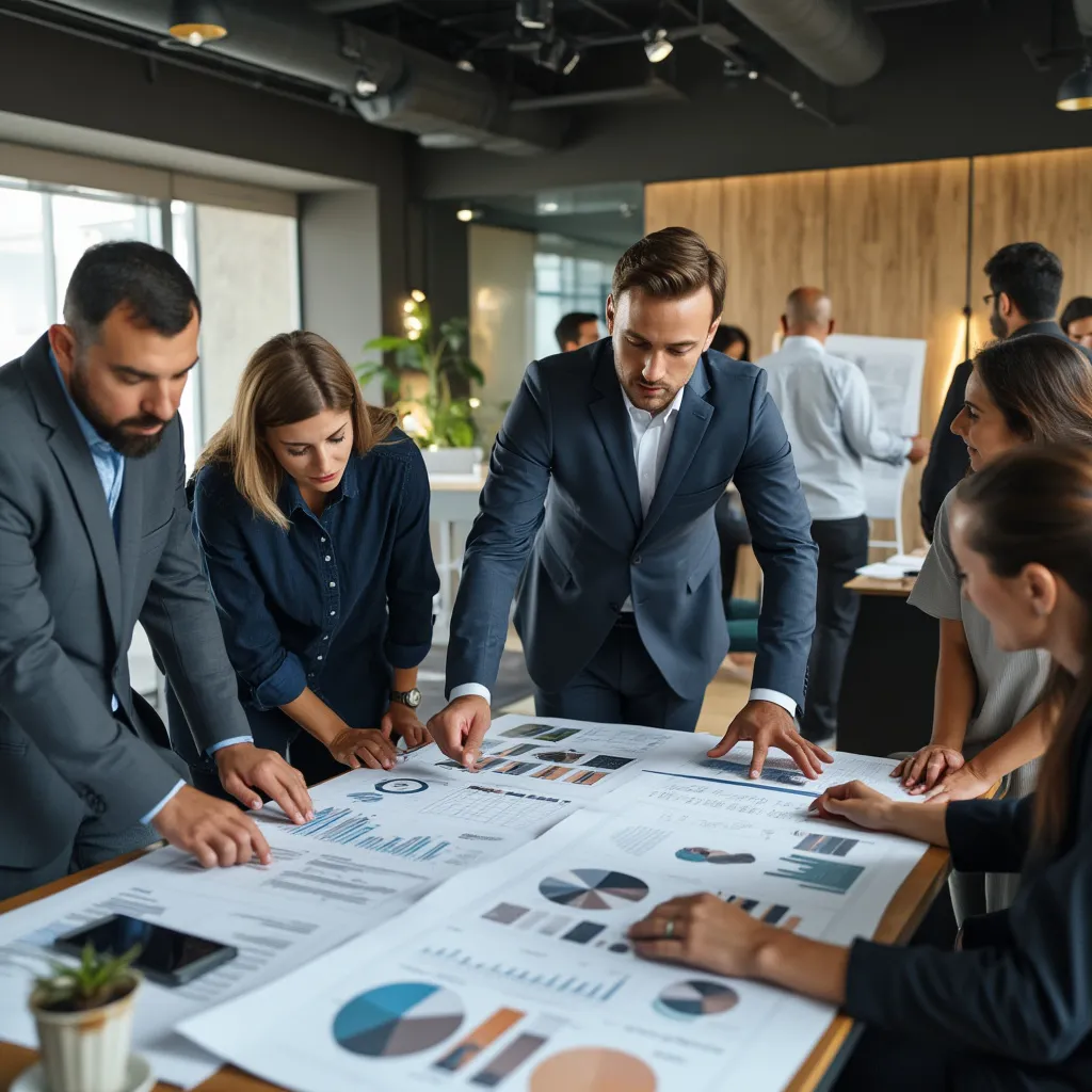 Equipo discutiendo estrategias financieras